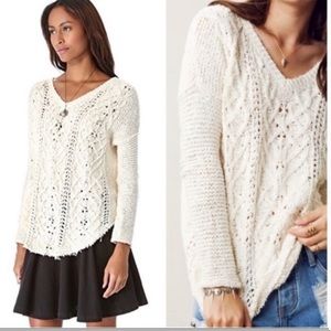 Free People - cream distressed sweater